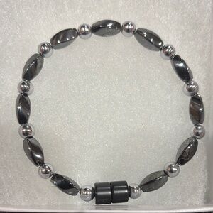 All Magnetic Black and Silver Beaded Bracelet #16